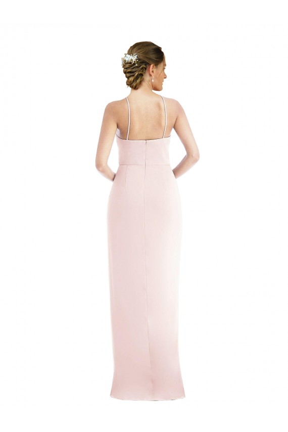 Rose Trompette Licou Crêpe Stretch Longue Robes demoiselle d'honneur / Robes de bal à Bas Prix