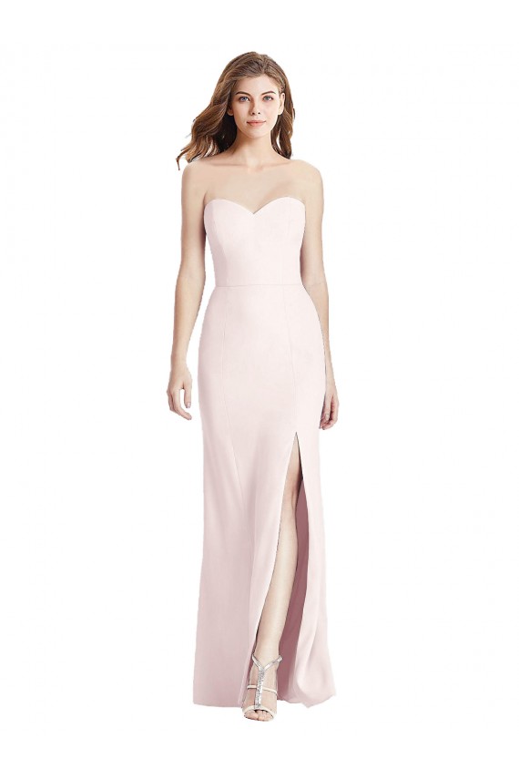 Rose Trompette Sans bretelle Crêpe Stretch Longue Robes demoiselle d'honneur / Robes de bal à Bas Prix