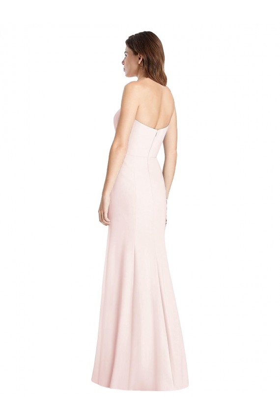 Rose Trompette Sans bretelle Crêpe Stretch Longue Robes demoiselle d'honneur / Robes de bal à Bas Prix