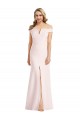 Rose Trompette Épaule Dénudée Col V Crêpe Stretch Longue Formelles Robes demoiselle d'honneur / Robes de soirée / Robes de bal à Bas Prix