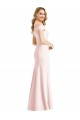 Rose Trompette Épaule Dénudée Col V Crêpe Stretch Longue Formelles Robes demoiselle d'honneur / Robes de soirée / Robes de bal à Bas Prix