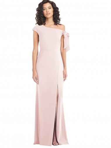 Rose Trompette Épaule Dénudée Crêpe Stretch Longue Formelles Robes demoiselle d'honneur / Robes de soirée / Robes de bal à Bas Prix