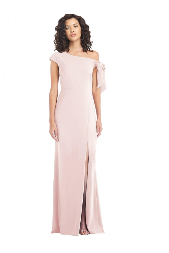 Rose Trompette Épaule Dénudée Crêpe Stretch Longue Formelles Robes demoiselle d'honneur / Robes de soirée / Robes de bal à Bas Prix