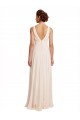 Rose crème Trapèze Bateau Col Haut Mousseline Longue Robes demoiselle d'honneur à Bas Prix