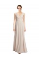Rose crème Trapèze Col V Mousseline Longue Robes demoiselle d'honneur à Bas Prix