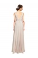 Rose crème Trapèze Col V Mousseline Longue Robes demoiselle d'honneur à Bas Prix