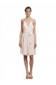 Rose crème Trapèze Licou Col V Mousseline Courte Robes demoiselle d'honneur / Robes de cocktail à Bas Prix