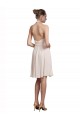 Rose crème Trapèze Licou Col V Mousseline Courte Robes demoiselle d'honneur / Robes de cocktail à Bas Prix