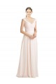 Rose crème Trapèze Mousseline Dentelle Longue Robes demoiselle d'honneur à Bas Prix