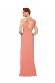 Rose du Désert Fourreau Col V Mousseline Longue Robes demoiselle d'honneur à Bas Prix