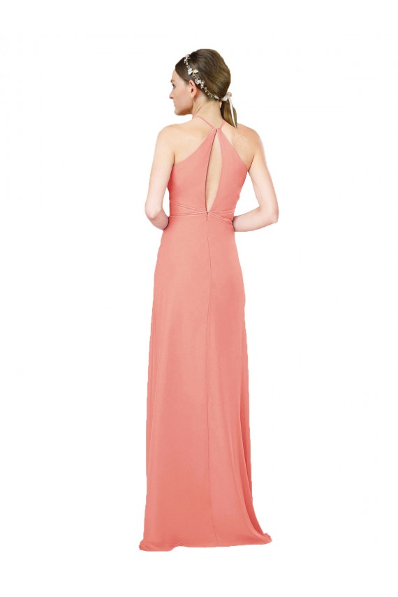 Rose du Désert Fourreau Licou Mousseline Longue Robes demoiselle d'honneur à Bas Prix