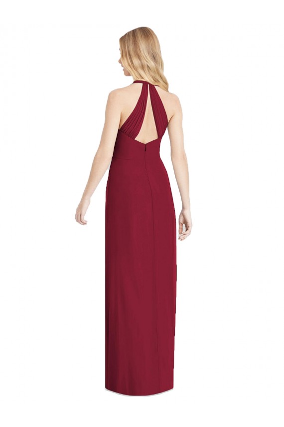 Rose du Désert Trompette Licou Col V Mousseline Longue Formelles Robes demoiselle d'honneur / Robes de soirée à Bas Prix