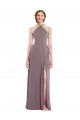 Rose poudré Trapèze Licou Mousseline Longue Formelles Robes demoiselle d'honneur / Robes de soirée à Bas Prix