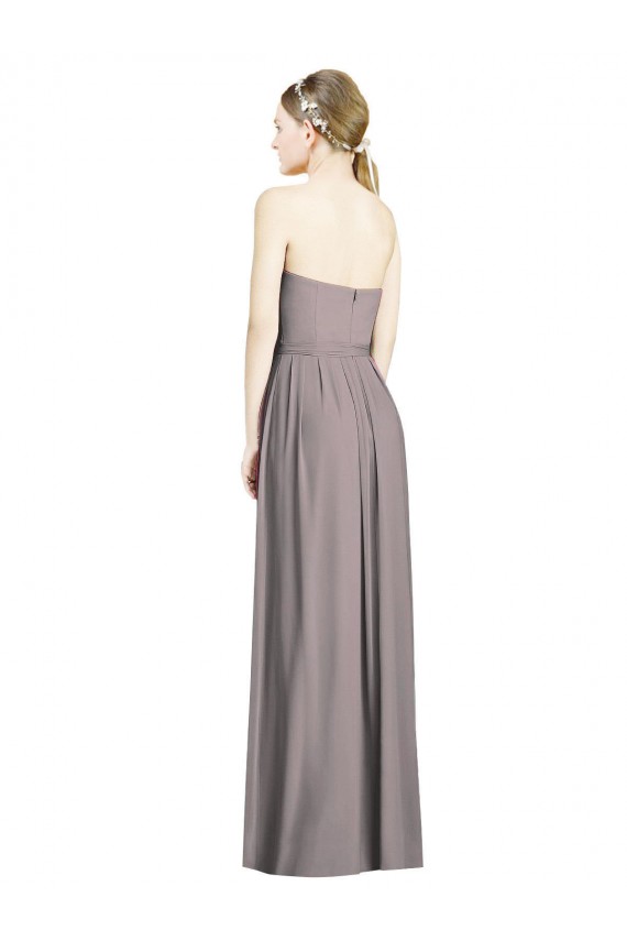 Rose poudré Trapèze Mousseline Longue Robes demoiselle d'honneur à Bas Prix