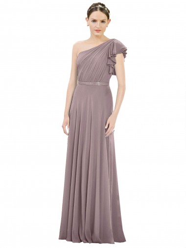 Rose poudré Trapèze Mousseline Longue Robes demoiselle d'honneur à Bas Prix