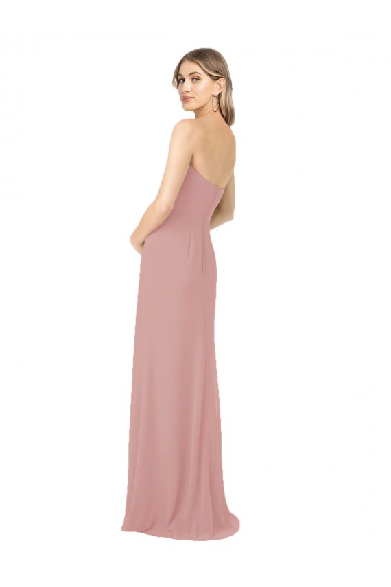 Rose poussiéreux Fourreau Sans bretelle Mousseline Longue Robes demoiselle d'honneur à Bas Prix