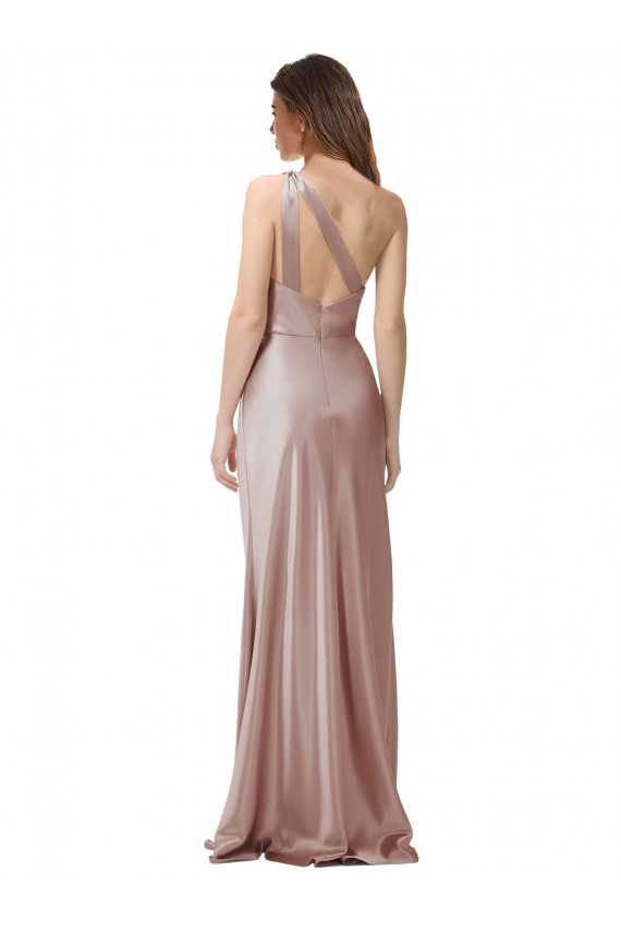 Rose poussiéreux Fourreau Satiné Stretch Longue Formelles Robes demoiselle d'honneur / Robes de soirée / Robes de bal à Bas Prix