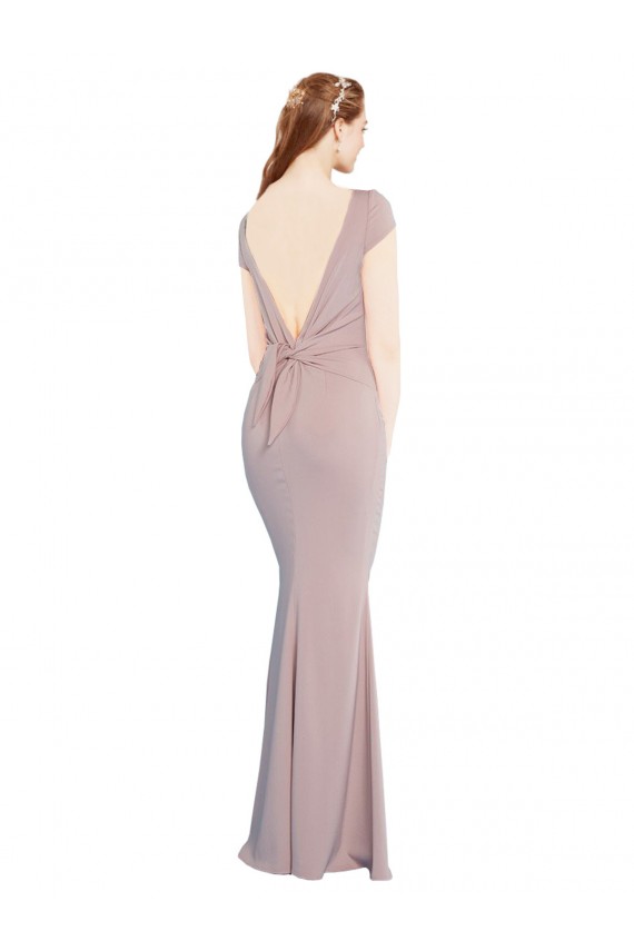 Rose poussiéreux Sirène Col Bateau Crêpe Stretch Longue Formelles Robes demoiselle d'honneur / Robes de soirée / Robes de bal à Bas Prix