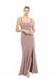 Rose poussiéreux Sirène Col Carré Col Haut Crêpe Stretch Longue Robes demoiselle d'honneur / Robes de bal à Bas Prix