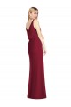 Rose poussiéreux Sirène Col V Mousseline Longue Robes demoiselle d'honneur à Bas Prix
