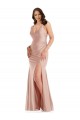 Rose poussiéreux Sirène Col V Satiné Soyeux Longue Formelles Robes demoiselle d'honneur / Robes de soirée / Robes de bal à Bas Prix