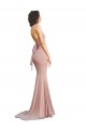 Rose poussiéreux Sirène Col V Spandex Longue Formelles Robes demoiselle d'honneur / Robes de soirée / Robes de bal à Bas Prix
