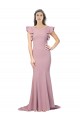 Rose poussiéreux Sirène Col rond Balayage train Crêpe Stretch Longue Formelles Robes demoiselle d'honneur / Robes de soirée / Robes de bal à Bas Prix