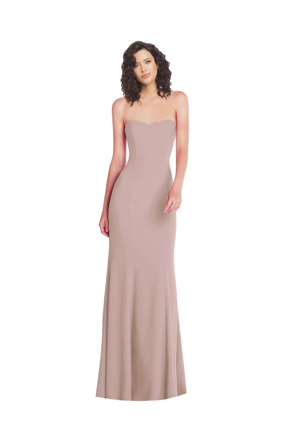 Rose poussiéreux Sirène Sans bretelle Crêpe Stretch Longue Formelles Robes demoiselle d'honneur / Robes de soirée / Robes de bal à Bas Prix