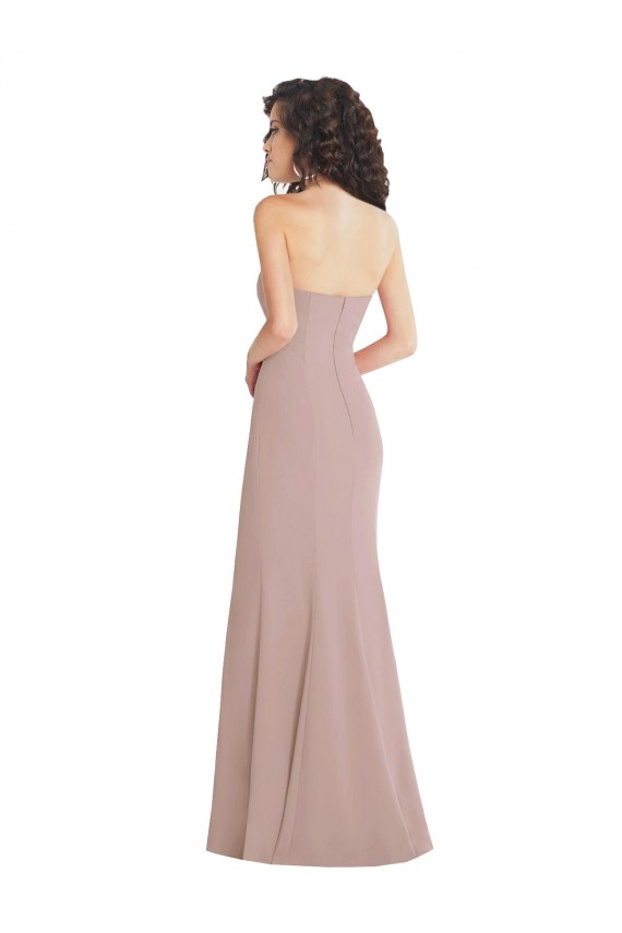 Rose poussiéreux Sirène Sans bretelle Crêpe Stretch Longue Formelles Robes demoiselle d'honneur / Robes de soirée / Robes de bal à Bas Prix