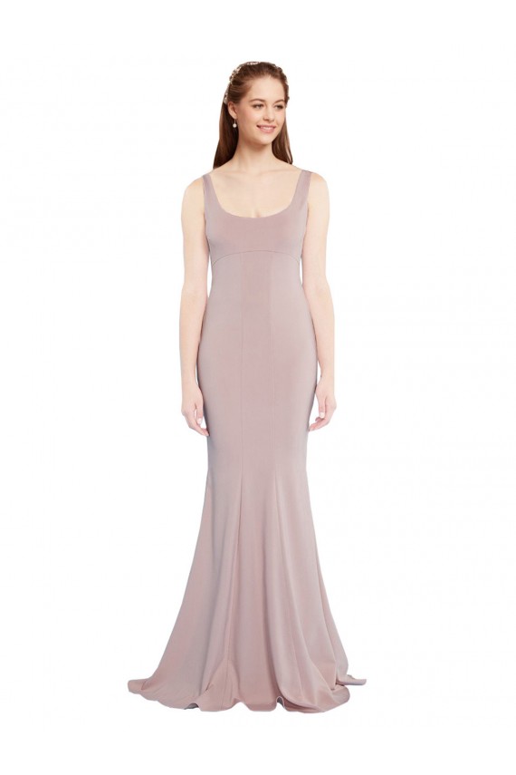 Rose poussiéreux Sirène Scoop Crêpe Stretch Longue Formelles Robes demoiselle d'honneur / Robes de soirée / Robes de bal à Bas Prix