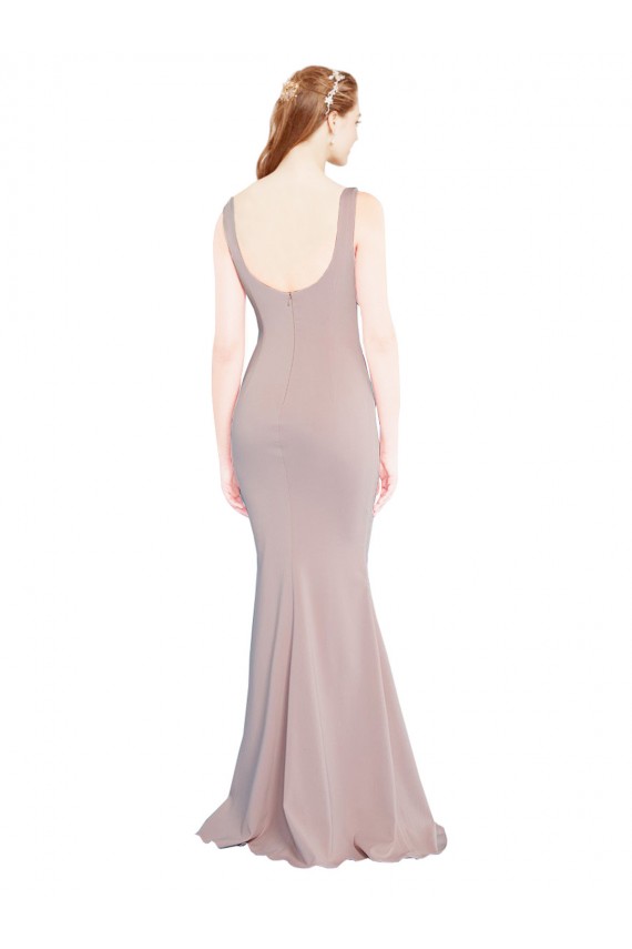Rose poussiéreux Sirène Scoop Crêpe Stretch Longue Formelles Robes demoiselle d'honneur / Robes de soirée / Robes de bal à Bas Prix