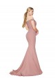 Rose poussiéreux Sirène Épaule Dénudée Balayage train Crêpe Stretch Longue Formelles Robes demoiselle d'honneur / Robes de soirée / Robes de bal à Bas Prix