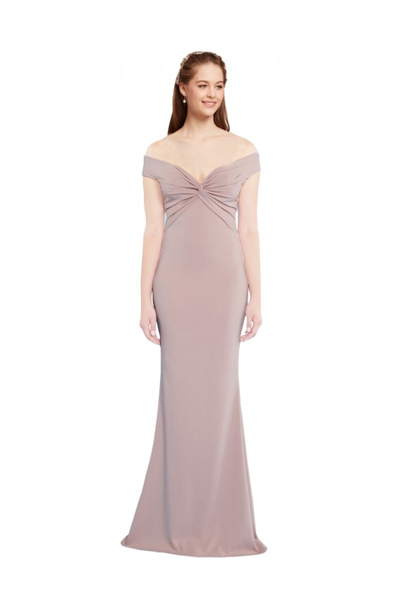 Rose poussiéreux Sirène Épaule Dénudée Col V Crêpe Stretch Longue Formelles Robes demoiselle d'honneur / Robes de soirée / Robes de bal à Bas Prix