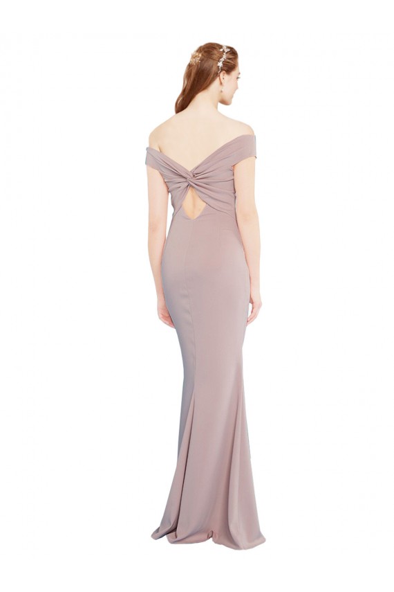 Rose poussiéreux Sirène Épaule Dénudée Col V Crêpe Stretch Longue Formelles Robes demoiselle d'honneur / Robes de soirée / Robes de bal à Bas Prix