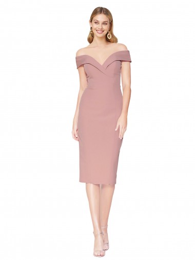 Rose poussiéreux Sirène Épaule Dénudée Crêpe Stretch Courte Robes demoiselle d'honneur / Robes de soirée / Robes de cocktail à Bas Prix