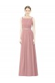 Rose poussiéreux Trapèze Col Haut Mousseline Longue Robes demoiselle d'honneur à Bas Prix