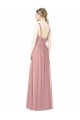 Rose poussiéreux Trapèze Col Haut Mousseline Longue Robes demoiselle d'honneur à Bas Prix