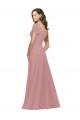 Rose poussiéreux Trapèze Col V Mousseline Longue Robes demoiselle d'honneur à Bas Prix