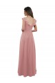 Rose poussiéreux Trapèze Col V Mousseline Longue Robes demoiselle d'honneur à Bas Prix