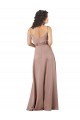 Rose poussiéreux Trapèze Col V Satiné Soyeux Longue Formelles Robes demoiselle d'honneur / Robes de soirée à Bas Prix