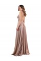 Rose poussiéreux Trapèze Col V Spandex Longue Formelles Robes demoiselle d'honneur / Robes de soirée / Robes de bal à Bas Prix