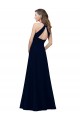 Rose poussiéreux Trapèze Col bijou Col Haut Crêpe Stretch Longue Robes demoiselle d'honneur / Robes de bal à Bas Prix