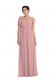 Rose poussiéreux Trapèze Licou Mousseline Longue Robes demoiselle d'honneur à Bas Prix