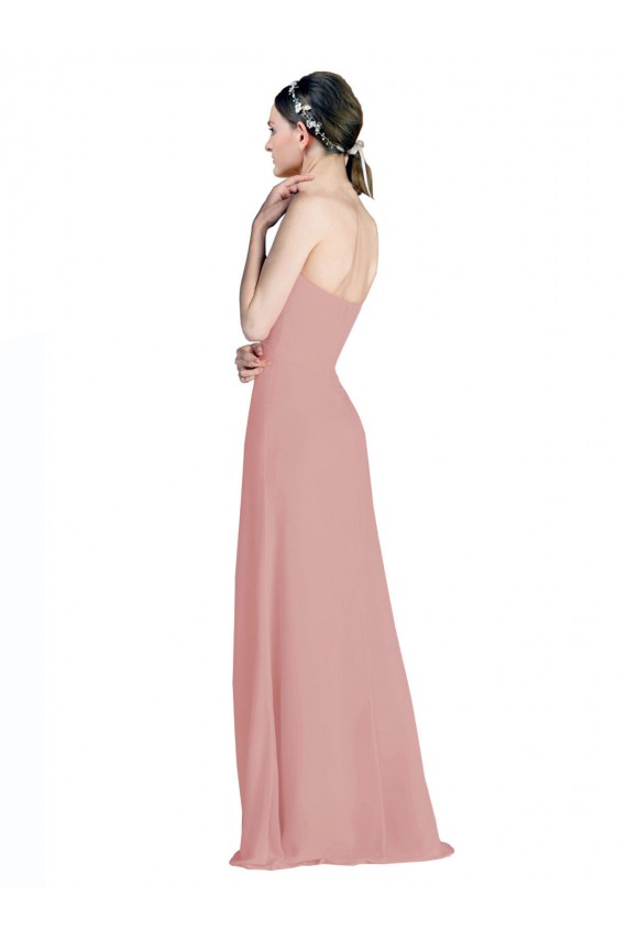 Rose poussiéreux Trapèze Mousseline Longue Robes demoiselle d'honneur à Bas Prix