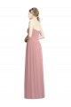 Rose poussiéreux Trapèze Sans bretelle Mousseline Longue Formelles Robes demoiselle d'honneur / Robes de soirée à Bas Prix