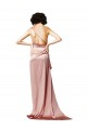 Rose poussiéreux Trapèze Satiné Soyeux Longue Formelles Robes demoiselle d'honneur / Robes de soirée / Robes de bal à Bas Prix