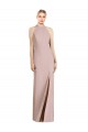 Rose poussiéreux Trompette Licou Crêpe Stretch Longue Robes demoiselle d'honneur à Bas Prix