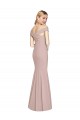 Rose poussiéreux Trompette Épaule Dénudée Crêpe Stretch Longue Robes demoiselle d'honneur / Robes de bal à Bas Prix