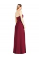 Rose vif Trompette Col V Sans bretelle Mousseline Longue Robes demoiselle d'honneur à Bas Prix