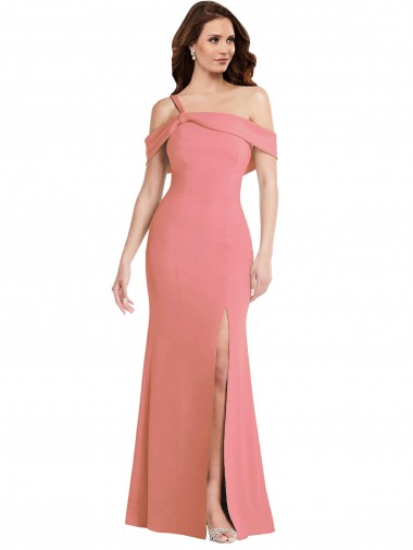 Rose vif Trompette Crêpe Stretch Longue Robes demoiselle d'honneur / Robes de bal à Bas Prix